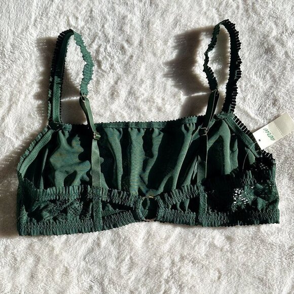 NWT Aerie Coral Lace Bandeau Bralette in Green - Size: Large - Picture 6 of 7